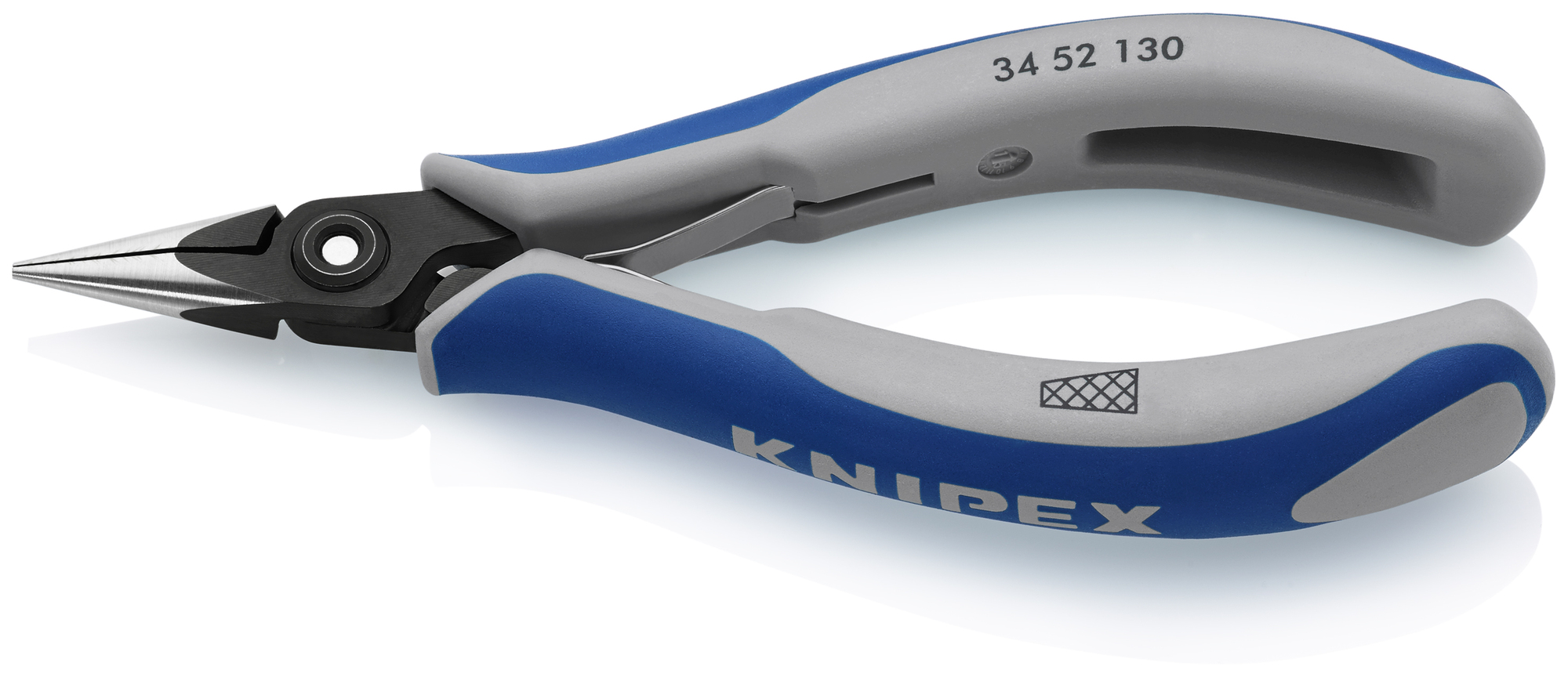 Electronics Pliers-Half Round Tips, Cross-Hatched, 5 1/4 in., Multi-Component, Polished, Half-Round Jaws