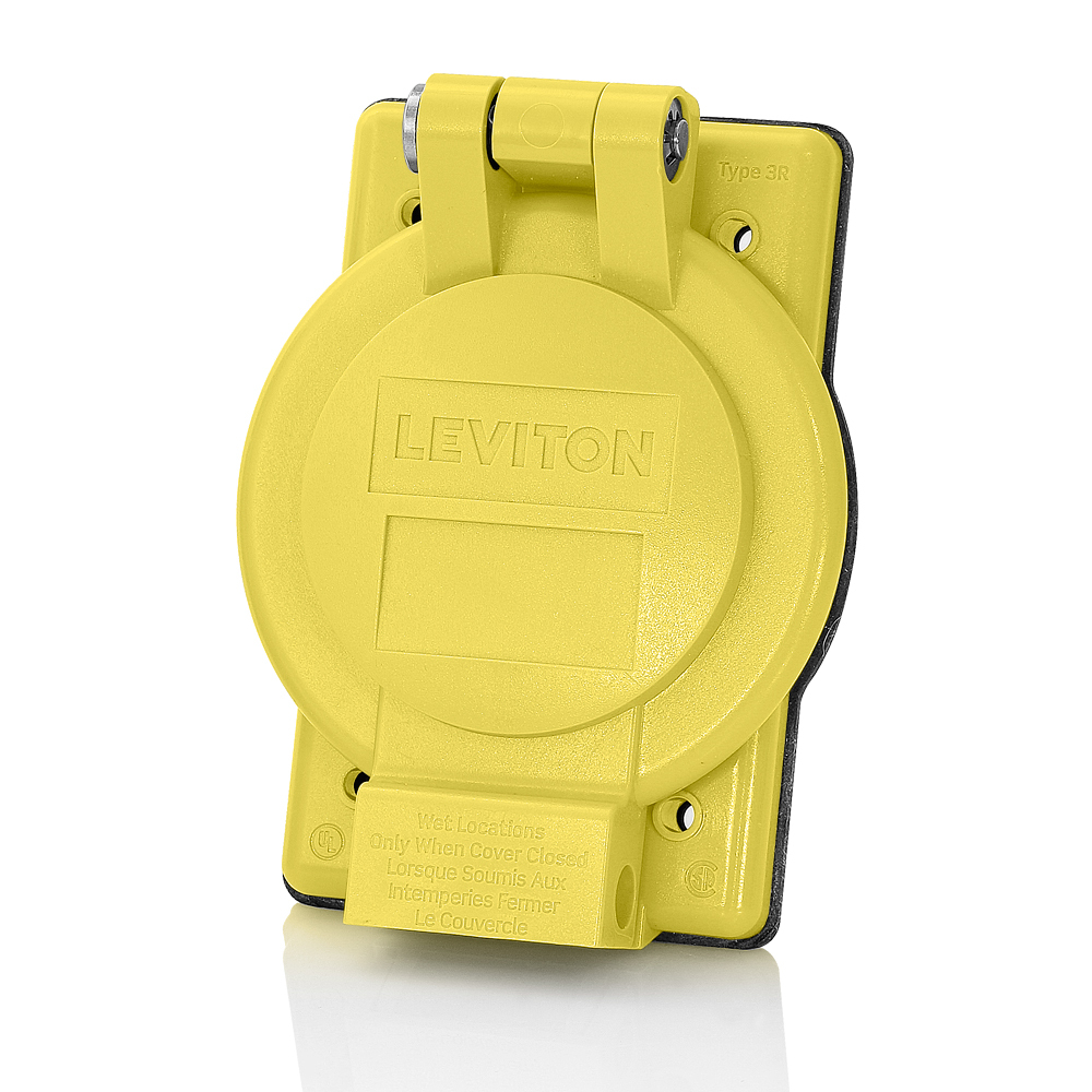 WP2-YL Self-Closing Lid Weatherproof Cover, 2-1/4 in Dia, 4.66 in L, Glass Filled Thermoplastic