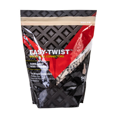 WWC-T-B Easy-Twist Twist-On Wire Connector, Swept Back Winged Shell, Fixed/Square Wire Spring, 22 to 8 AWG Copper Wire, Thermoplastic