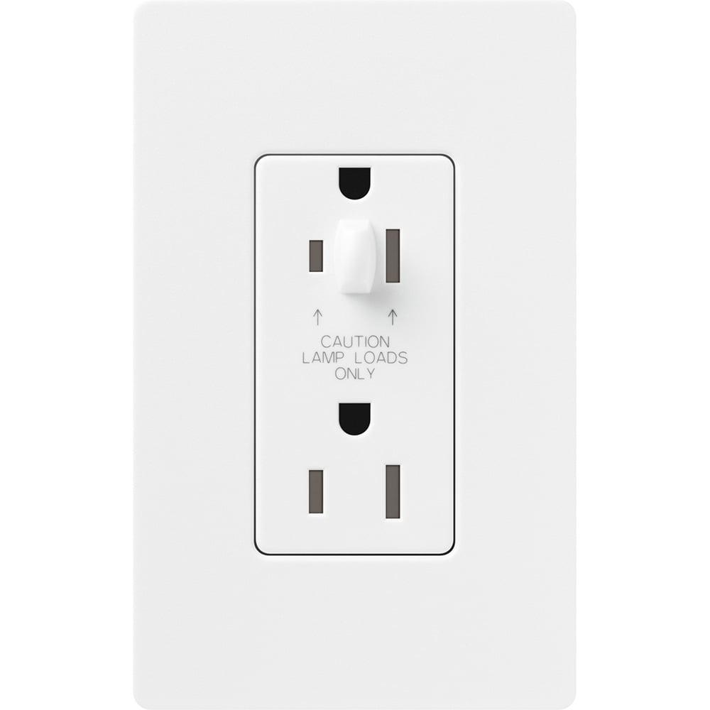 SCR-15-HDTR-SW Claro Half Dimming Tamper-Resistant Duplex Receptacle, Decorator-Style Outlet, 15 Amp, Satin, Snow