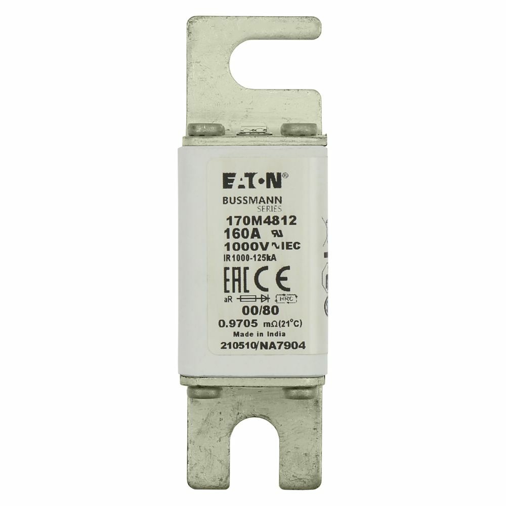 170M4812 Semi-Conductor High Speed Fuse, 160 A, 1 kV, 125 kA Interrupt, Class: aR, Square Body