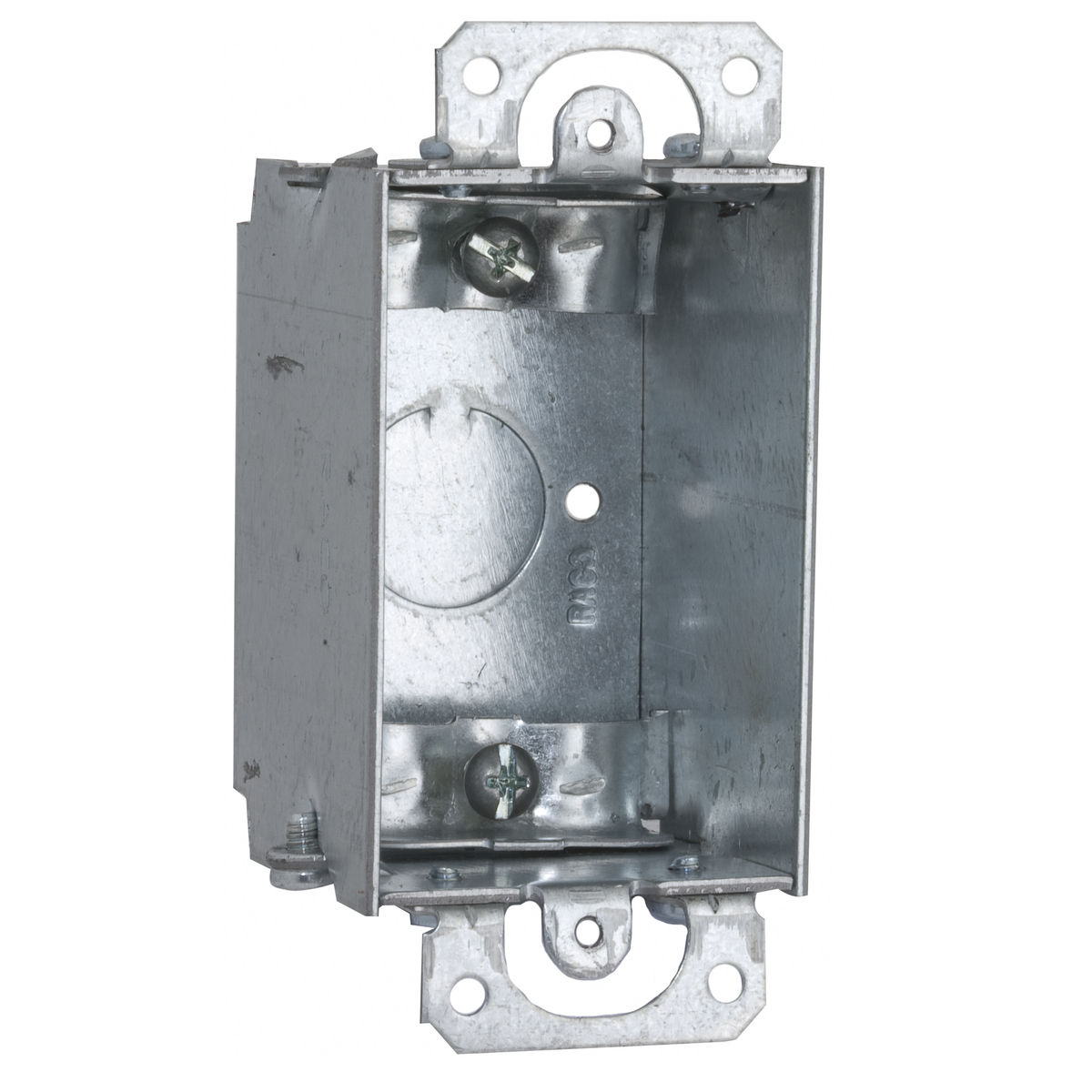 445 Gangable Switch Box, Steel, 10 cu-in Capacity, 1 Gangs, 1 Outlets, 5 Knockouts, 2 in H x 4.22 in W x 2 in D