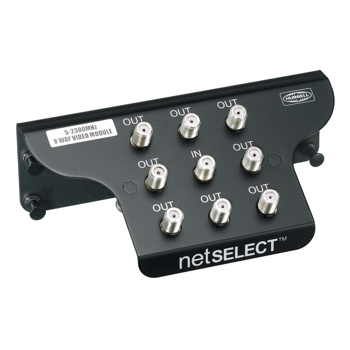 NSOVM8 8-Way Basic Unit Standard Splitter Module, 6.47 in W x 3.2 in D x 2.09 in H, Coaxial Cable, Plug-In/1 In/8 Out Connection, Black