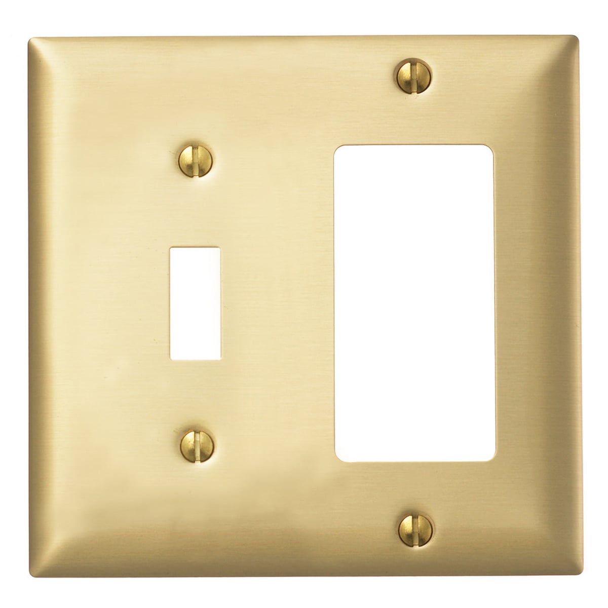 SB126 Standard Combination Wall Plate, 2 Gangs, 4-1/2 in W x 4-1/2 in H, Brass