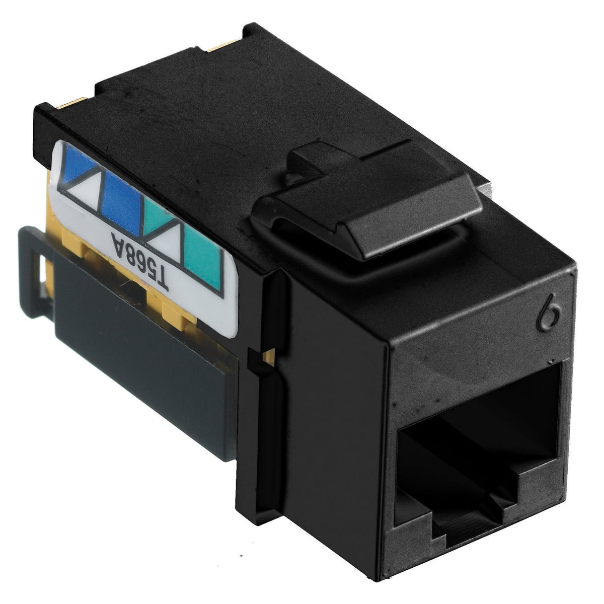 NSJ6BK Standard Universal A/B Modular Jack, Cat 6 Module, Screw Mount, Black