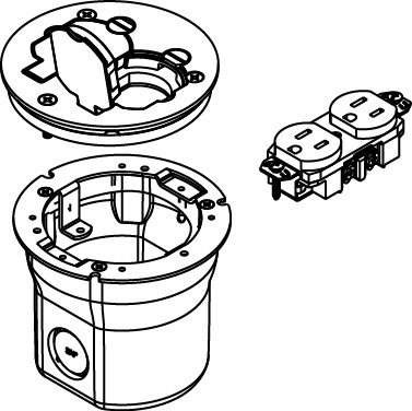 862DB Floor Box Assembly With Cover, PVC, 2 Outlets