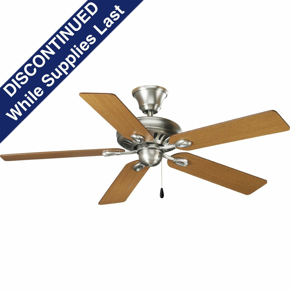 P2521-81 Pre-Wired Traditional Ceiling Fan With (5) Reversible Medium Oak/Cherry Blades, 12 deg Blade Pitch, Steel Housing, Plywood Blade, 4700 cfm Flow Rate