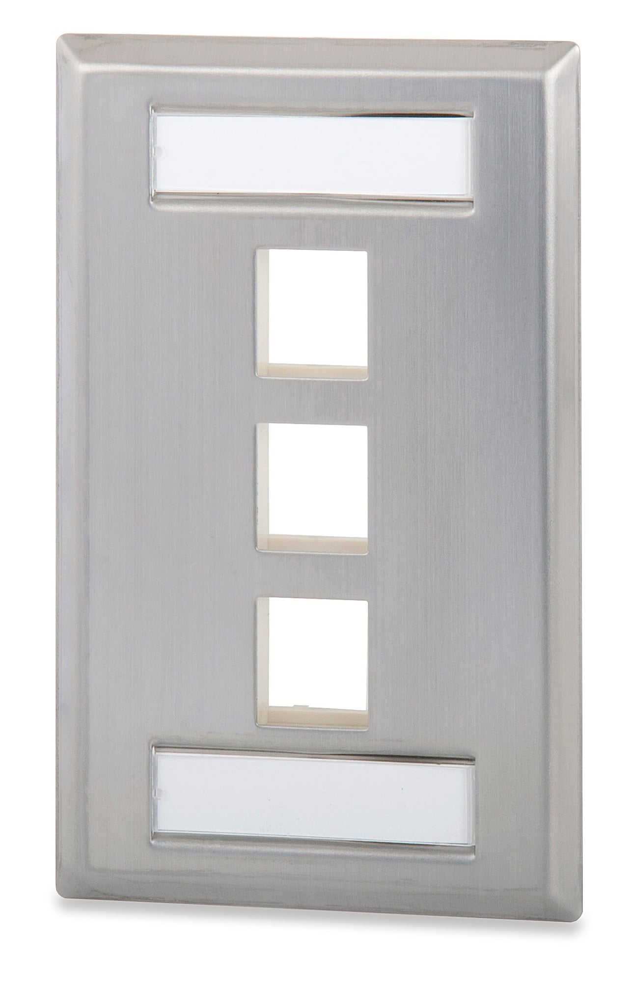 3-Port Single Gang S.Steel Faceplate with labeling window