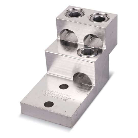 ASL60-32 Blackburn Type ASL-ALCUL Dual Rated Mechanical Connector, 2 AWG to 600 kcmil Aluminum/Stranded Copper Conductor, 13/32 in Stud, 2 Bolt Holes, Aluminum