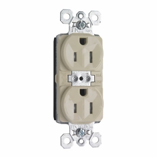 PTTR5262I PlugTail 15 Amp 125V Spec-Grade Duplex Receptacle, Ivory