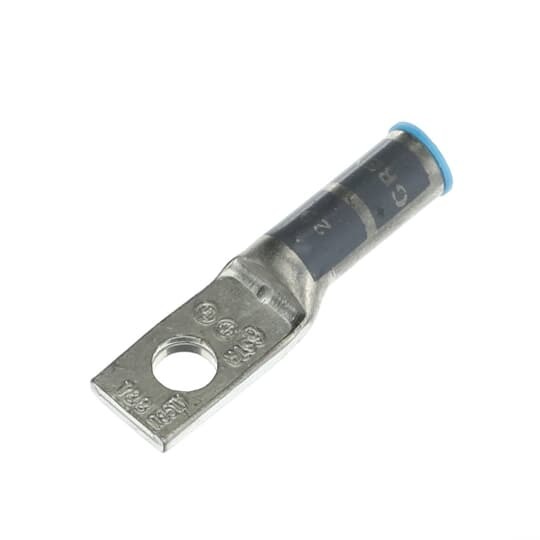 60107-TB Color-Keyed 1-Hole Non-Insulated Compression Lug, 6 AWG Aluminum/Copper Conductor, Die Code: 29, 1/4 in Stud, Aluminum