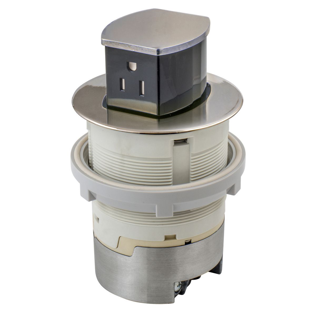 RCT201NI Flush Pop-Up Standard Sized Tamper Resistant Countertop Receptacle, 1 Gangs, 4 in Dia Cover, Composite