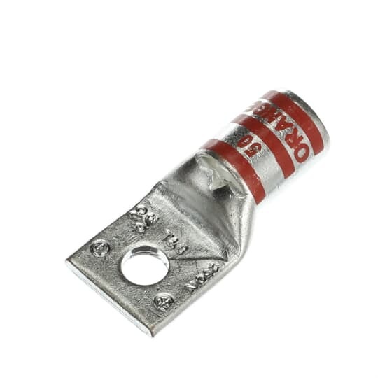 54163-TB Color-Keyed 54100 1-Hole Non-Insulated Compression Lug With Peep Hole, 3/0 AWG Copper Conductor, Die Code: 50, 5/16 in Stud, Copper