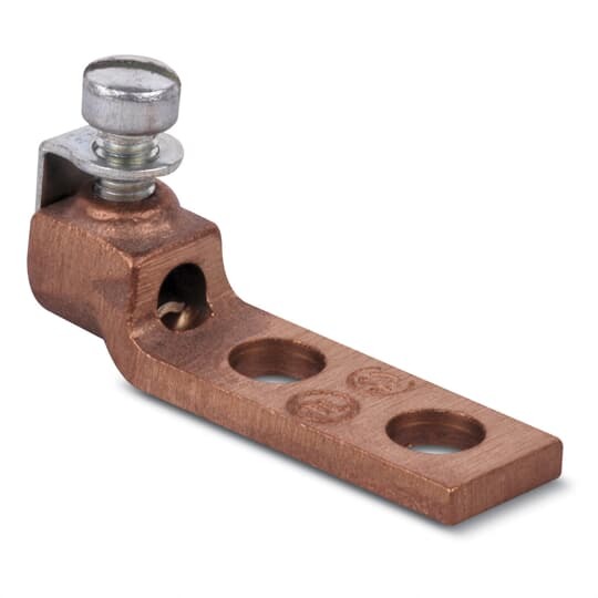 32005 Blackburn Locktite Mechanical Lug, 8 to 4 AWG Copper Conductor, 1/4 in Stud, 2 Bolt Holes, Copper