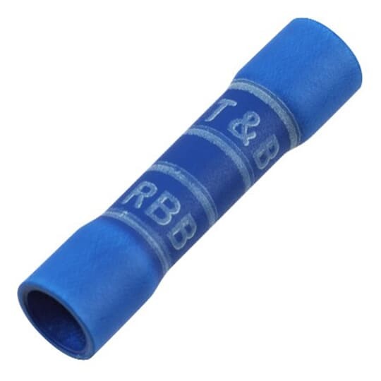 TV14-BS-L Catamount Butt Splice, 16 to 14 AWG Conductor, 0.986 in L, Brazed Seam/Expanded Entry/Internal Serration Barrel, Copper, Blue