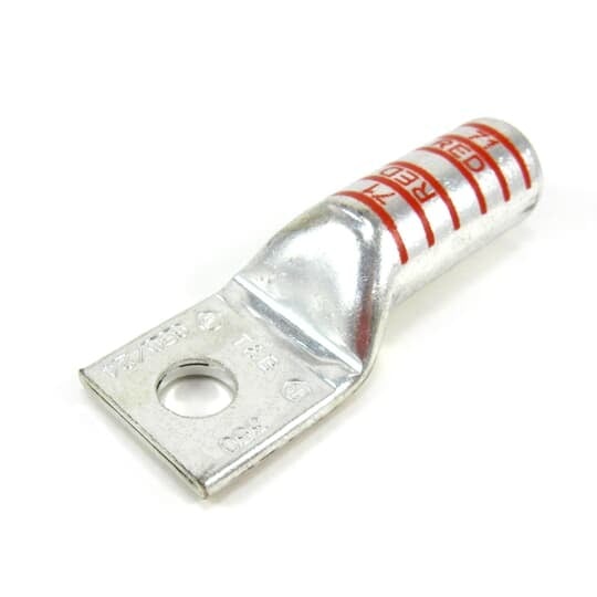 54915BE Color-Keyed 54900 1-Hole Non-Insulated Compression Lug, 350 kcmil Copper Conductor, Die Code: 71, 1/2 in Stud, Copper