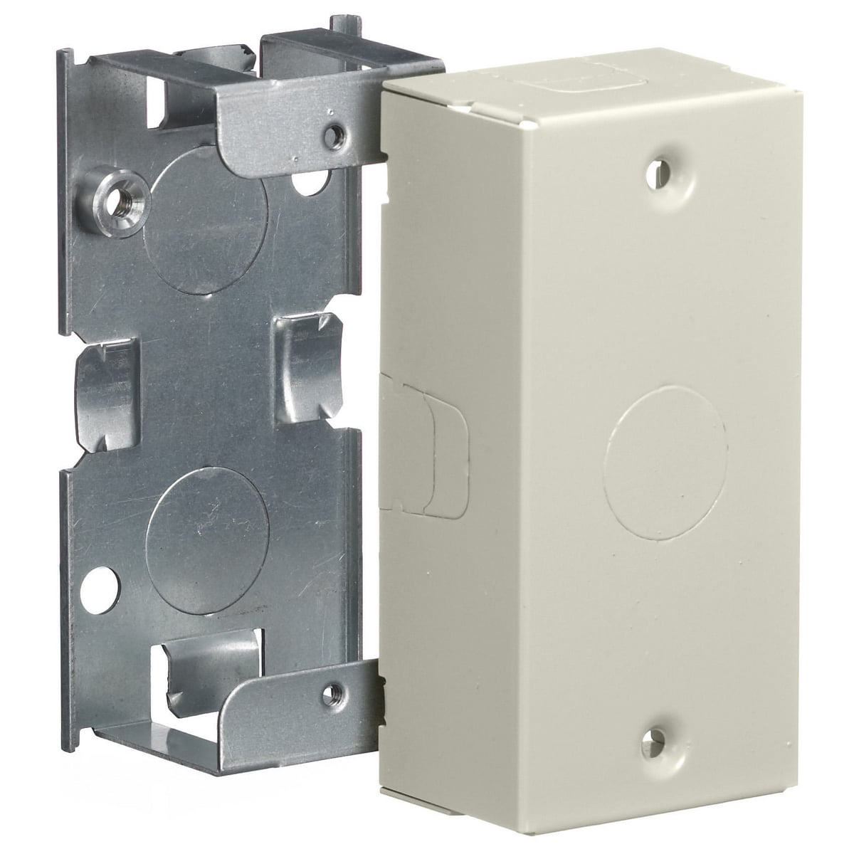 HBL57242IVA 1-Gang Standard Utility Box, 8 in L x 5 in W x 1-1/2 in H, Rolled Steel, Ivory
