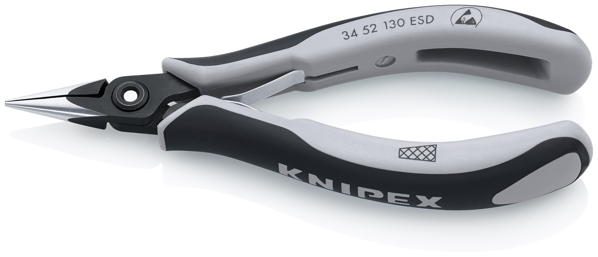 Electronics Pliers-Half Round Tips, Cross-Hatched, ESD Handles, 5 1/4 in., Multi-Component, Polished, Half-Round Jaws