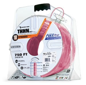 106100909445 PullPro Copper THHN Wire, 10 AWG, Stranded, Pink, 750 ft