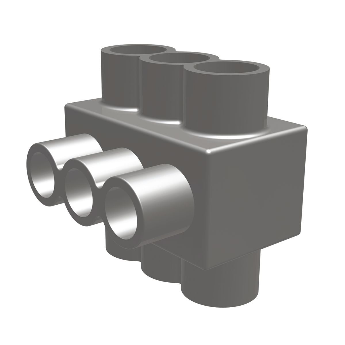 1PLD6004 4-Port 2-Sided Entry Type BIBD Multi-Port Connector, 4 AWG to 600 kcmil Copper/Aluminum/Stranded Conductor, Aluminum