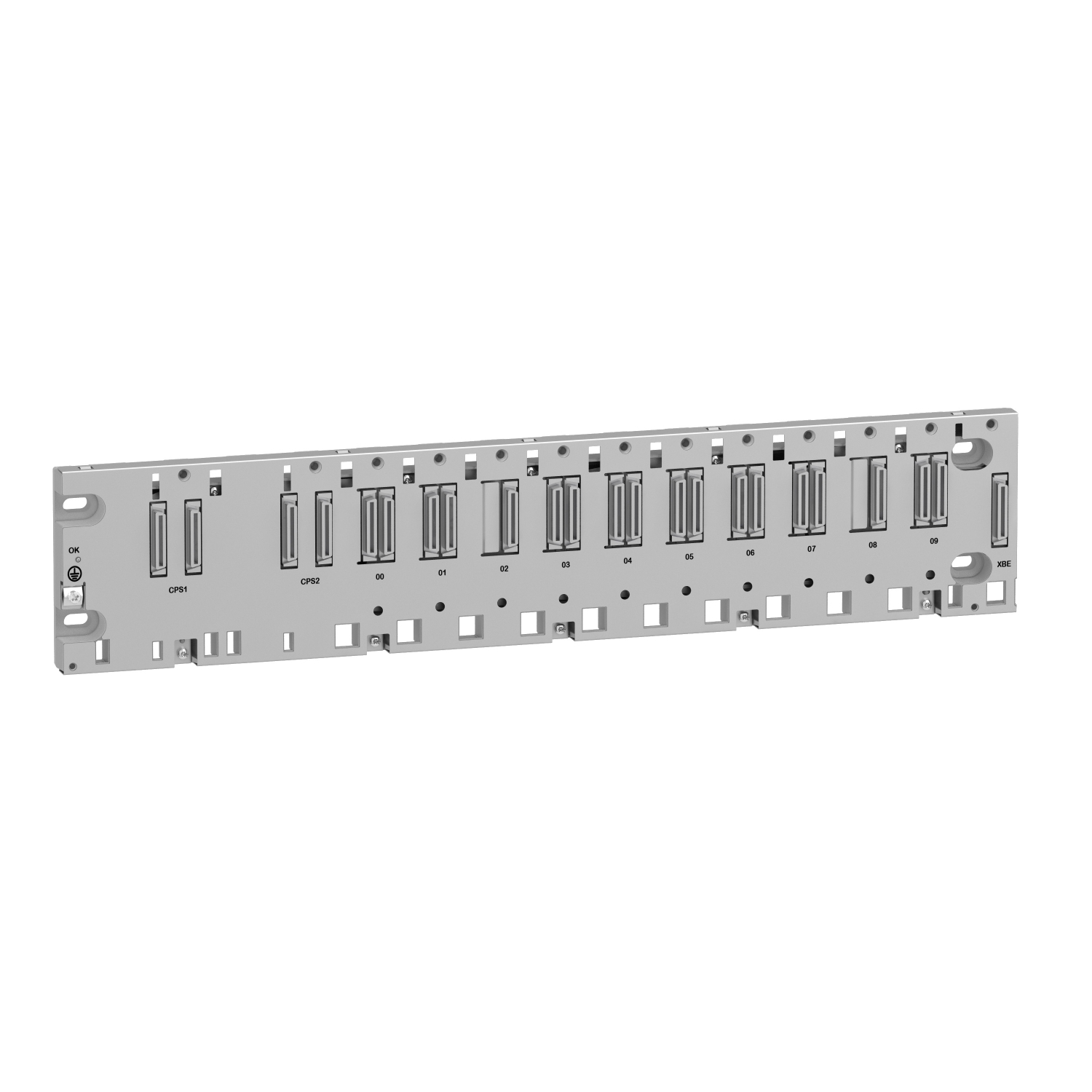 BMEXBP1002H Modicon Ruggedized Dual Power Backplane, For Use With Input/Output Module, BME Processor, BMXCPS4002 Power Supply Module, 162 mA at 24 V DC, 76 mA at 3.3 V DC, 10 Slots, -13 to 158 deg F, IP20