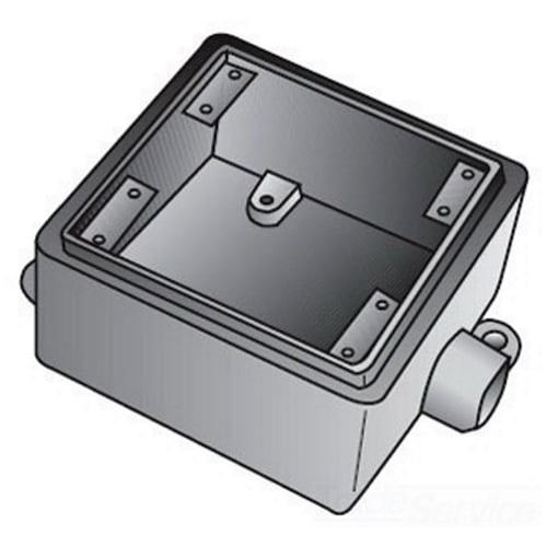 FS275 Type FS Heavy Duty Shallow Device Box With Internal Ground Screw, Feraloy Iron Alloy, 33.2 cu-in Capacity, 2 Gangs, 1 Outlets, 1 Knockouts, 4-11/16 in H x 4-11/16 in W x 2-3/8 in D