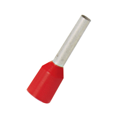 FSDX77-8-D Pan-Term Type FSDX Expanded Sleeve Single Insulated Wire Ferrule, 18 AWG Stranded Conductor, 0.57 in L, Copper, Red