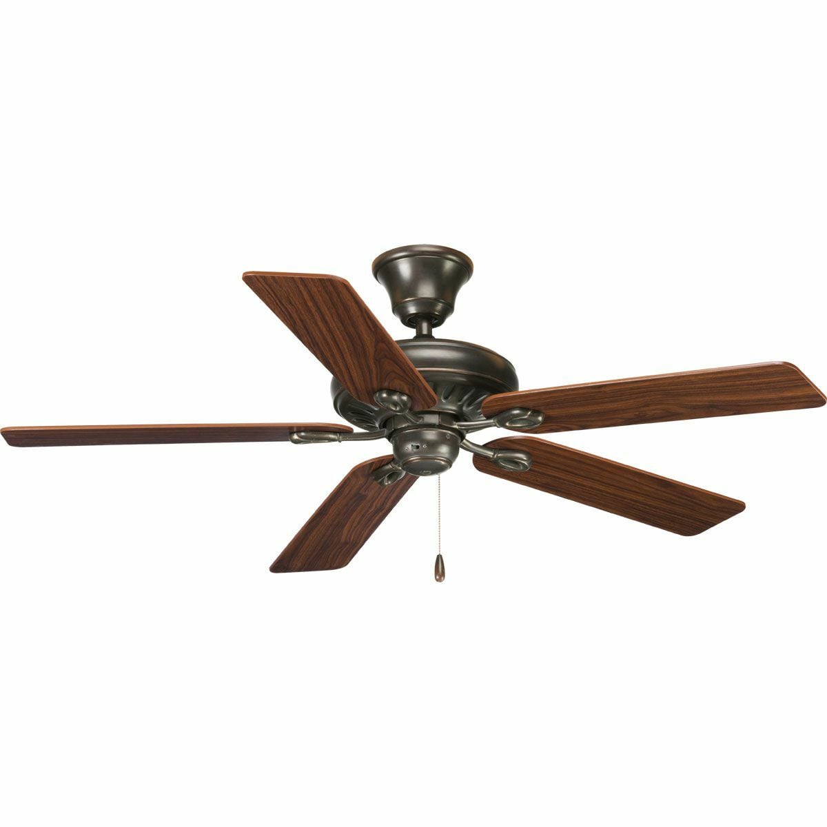 P2521-20 Pre-Wired Traditional Ceiling Fan With (5) Reversible Medium Cherry/Classic Walnut Blades, 12 deg Blade Pitch, Steel Housing, Plywood Blade, 4700 cfm Flow Rate