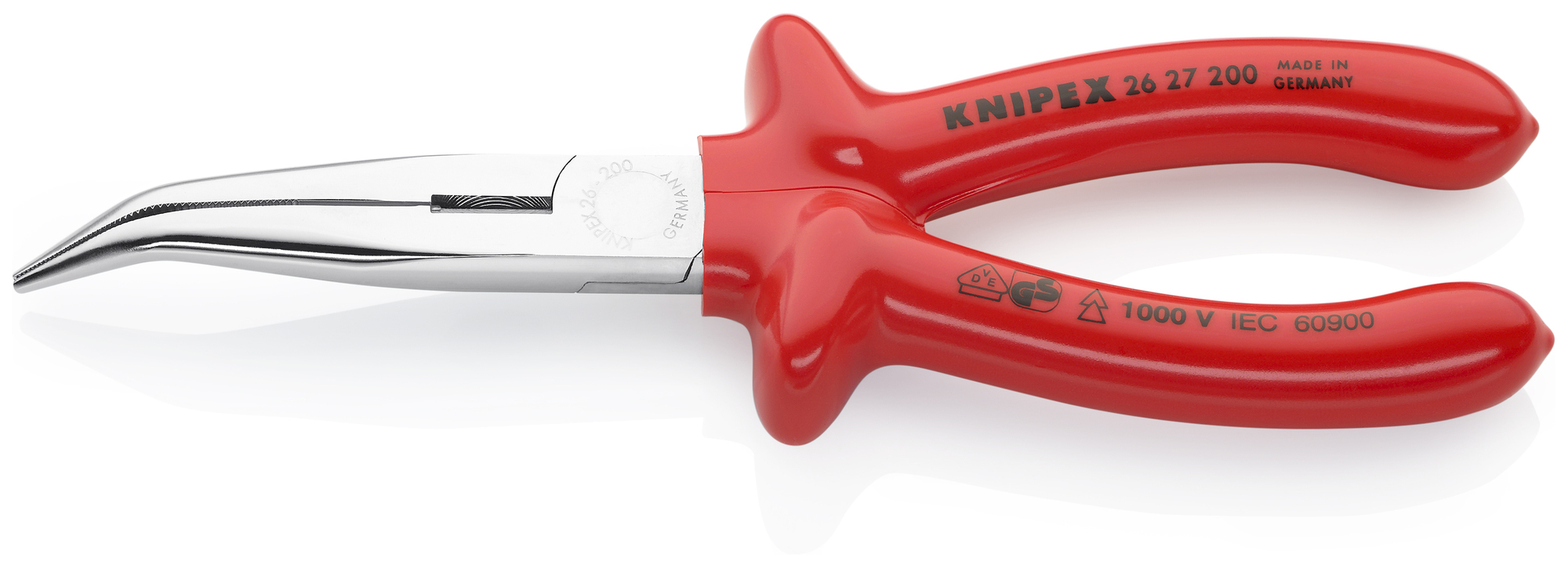 Long Nose 40° Angled Pliers with Cutter-1000V Insulated, 8 in., VDE