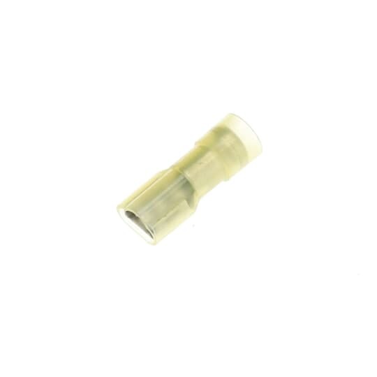 KNF10-250FD-D Spec-Kon Female Disconnect, 12 to 10 AWG Conductor, 0.25 in W x 0.032 in THK Tab, Funnel Entry/Internal Serration/Long Barrel, Brass/Copper, Yellow, Fully Insulated