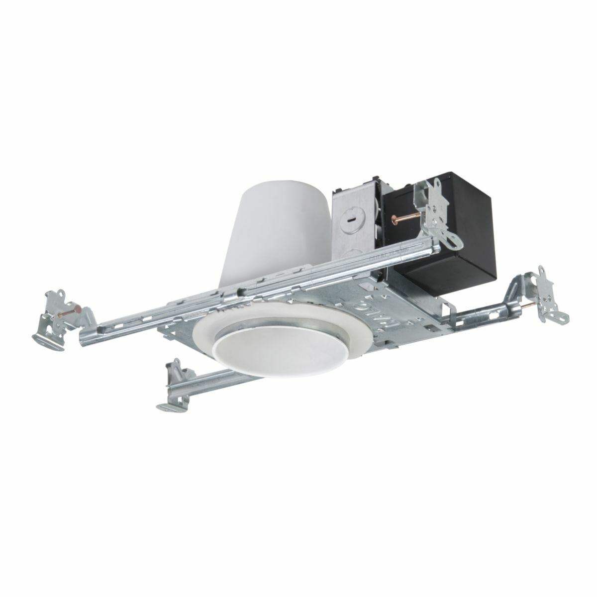 H1499TAT Halo Low Voltage New Construction Shallow Recessed Lighting Housing, Non-IC Insulation, 120/277 V AC, 4-3/8 in Ceiling Opening, Steel Housing