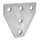 Plate, Five Hole Tee, Length 5-3/8 Inches, Width 5-3/8 Inches, Hole Diameter 9/16 Inch, Electro-Galvanized Steel