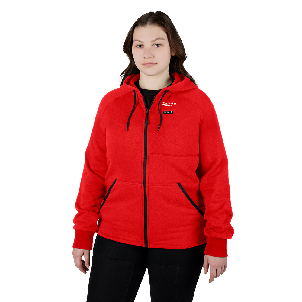 336R-21M M12 Heated Sweatshirt, M, Red, Polyester/Cotton Twill