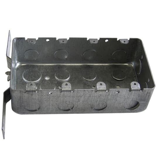 4G4DV-1/2 Steel City Drawn Style Device Box, Steel, 58 cu-in Capacity, 4 Gangs, 3 Outlets, 6 Knockouts, 7-5/8 in L x 4 in W x 2-1/8 in H