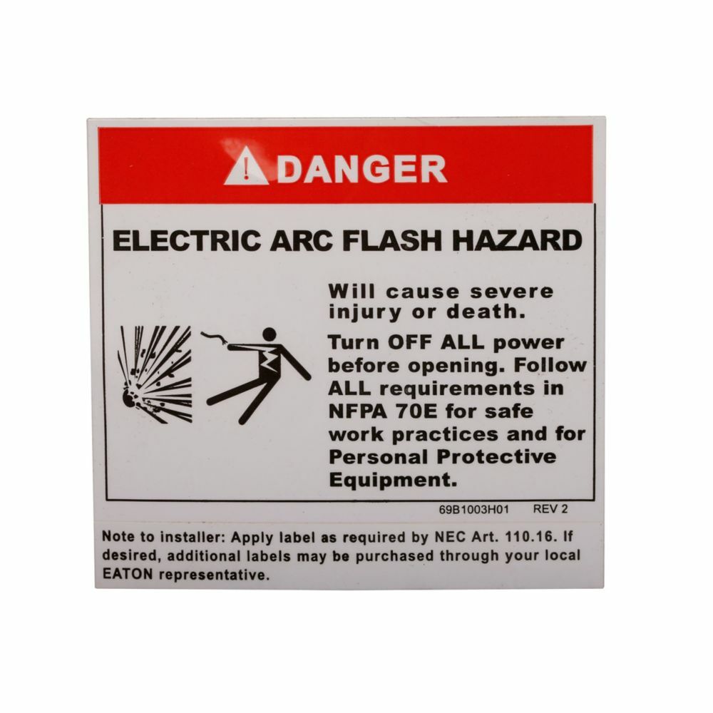ARCFLASHLBL Arc Flash Warning Label Kit, For Use With BR Loadcenter