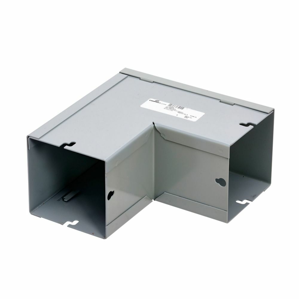 wireway elbow fitting, Lay-in, 90? elbow, outisde opening, NEMA 1, Steel, ANSI 61 gray painted, 10" X 10"