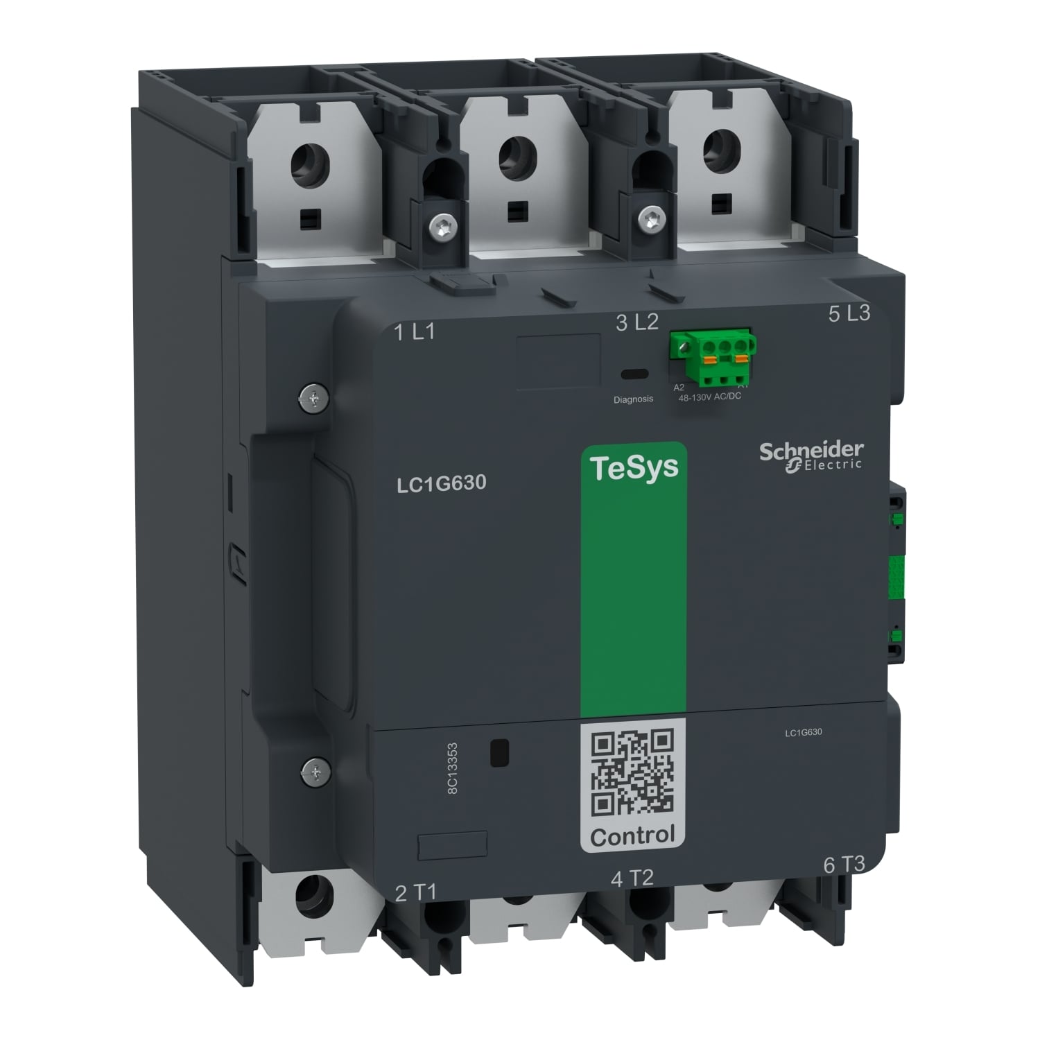 LC1G800KUEN LC1G Contactor, 100 to 250 V AC/DC V Coil, 800 A, 4NO Contact, 3 Poles