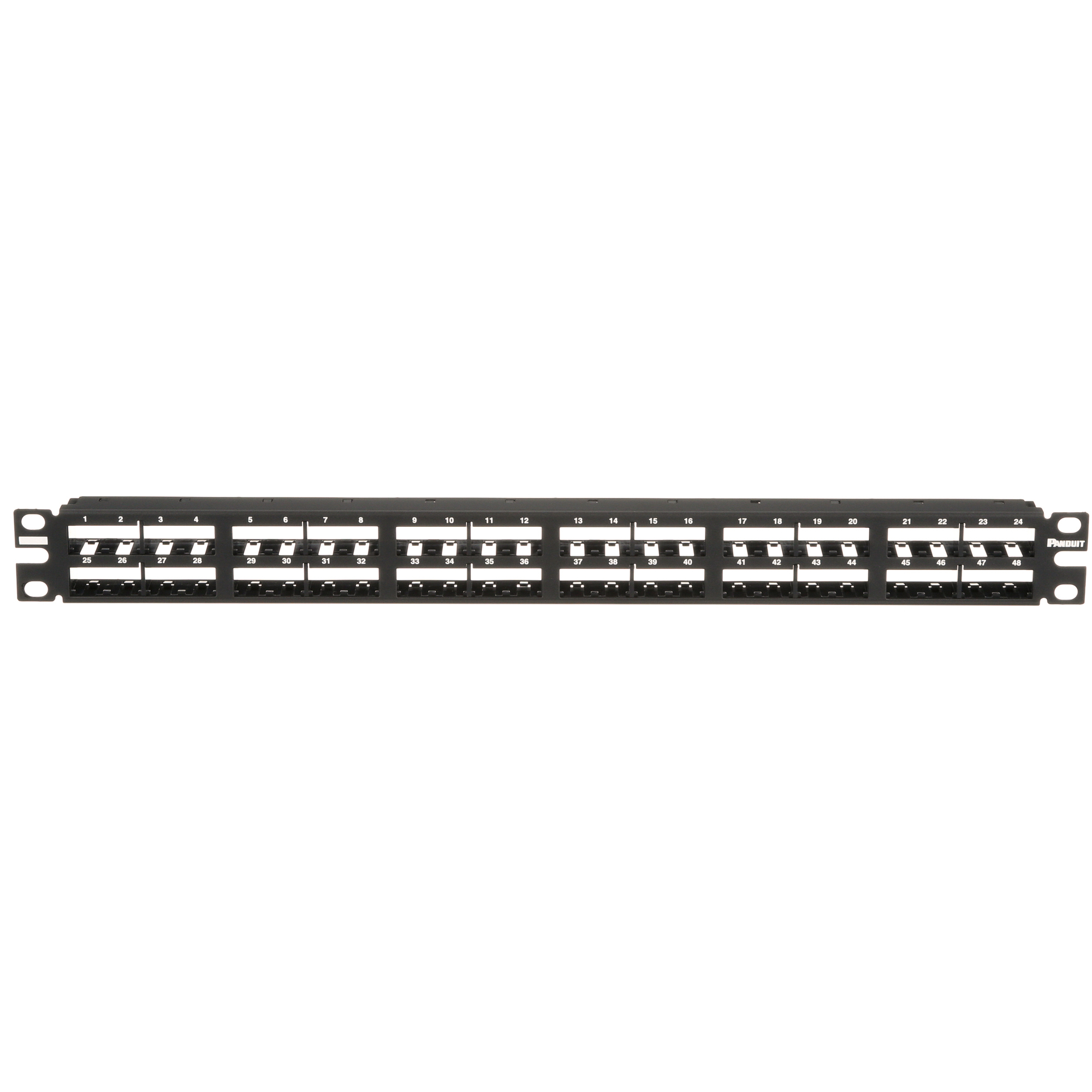 CPP48HDEWBL Mini-Com PanNet 1RU Flat High Density Unshielded Modular Patch Panel, 48 Ports, Cold Rolled Steel