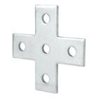 Plate, Five Hole Cross, Length 5-3/8 Inches, Width 5-3/8 Inches, Hole Diameter 9/16 Inches, Electro-Galvanized Steel