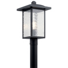 The Capanna(TM) 18.25 inch  1 light post light gives the classic lantern light a linear update. A Textured Black finish and squared edges, including a capstone finial, combine with artful waterfall glass to create a style that works on homes with modern, transitional or arts & crafts architecture.