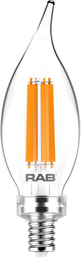 BA11-5-E12-927-F-C Dimmable Decorative LED Lamp, 5.5 W, 60 W Incandescent Equivalent, E12 Lamp, BA11 Bent Tip Shape, 500 Lumens