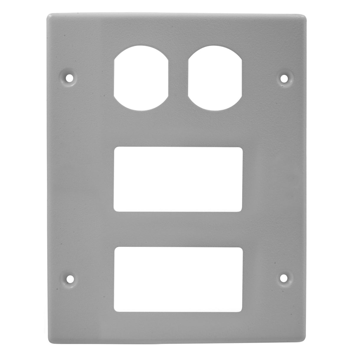 HBL6747BRRGY 3-Gang 2-Decorator Removable Standard Cover Plate With (1) Duplex Opening, For Use With HBL6750 Series Metal Raceway, Rolled Steel, Gray
