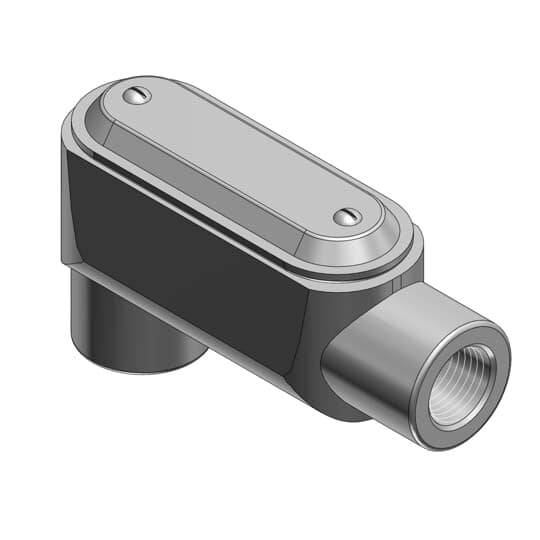 LB27CG-TB T&B BlueKote Type LB Pre-Assembled Conduit Body With Cover, Gasket, 3/4 in Hub, Form 7 Form, 6.6 cu-in Capacity, Gray Iron, Epoxy Powder Coated/Zinc Plated