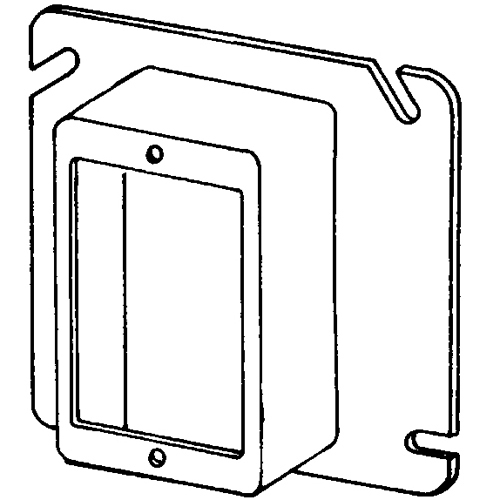 8485D 1-Device Raised Square Box Cover, 4-11/16 in L x 4-11/16 in W x 1 in D, Steel