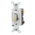 15 Amp, 120/277 Volt, Toggle 3-Way AC Quiet Switch, Commercial Grade, Grounding, Ivory