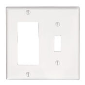 80405-T Decora Standard Size Combination Wall Plate, 2 Gangs, 4.56 in W x 4.5 in H, Thermoset, Light Almond