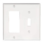 2-Gang, 1-Toggle 1-Decora/GFCI Device Combination Wallplate, Standard Size, Thermoset, Device Mount, Light Almond