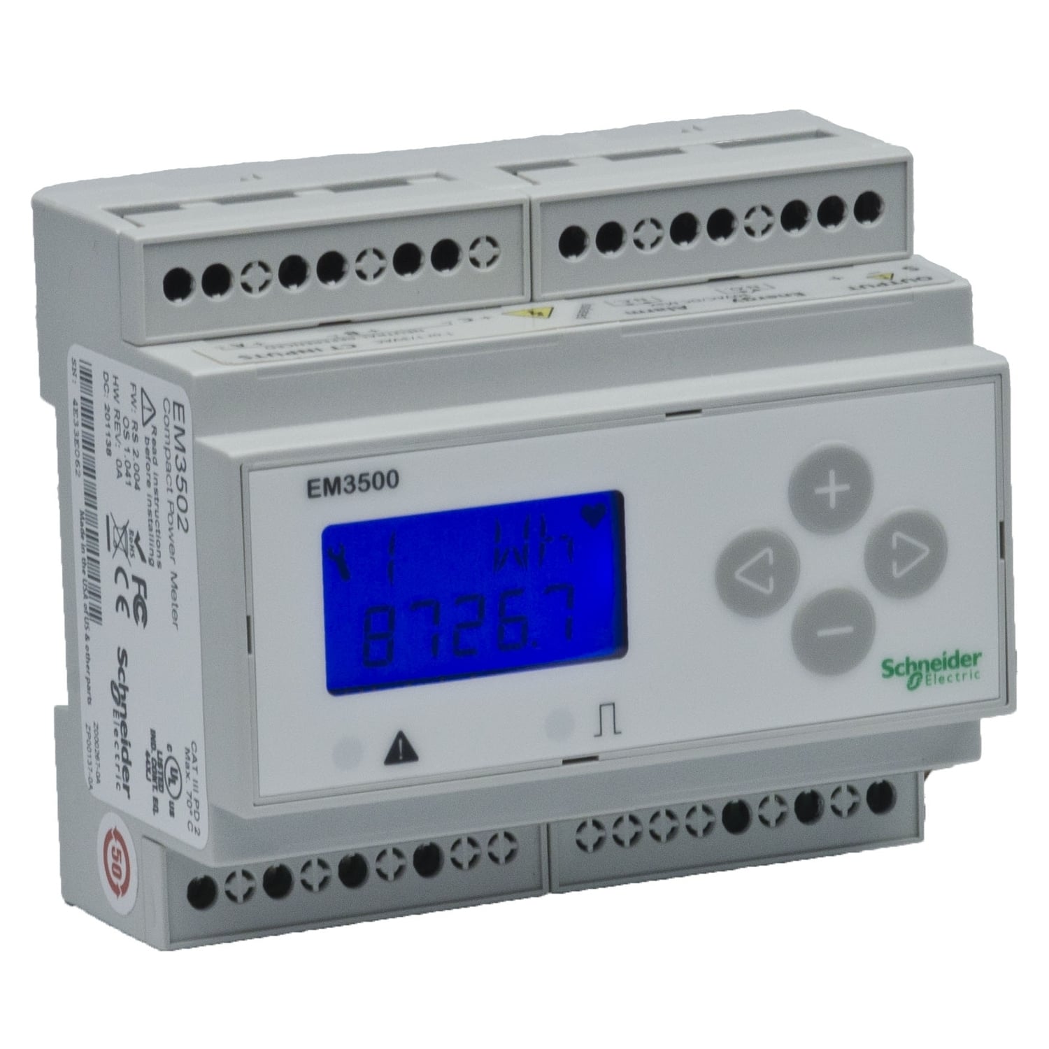 METSEEM3555 Powerlogic EM3500 Energy Meter, 90 to 347 V AC/125 to 300 V DC, 50/60 Hz, 5 VA Power Rating
