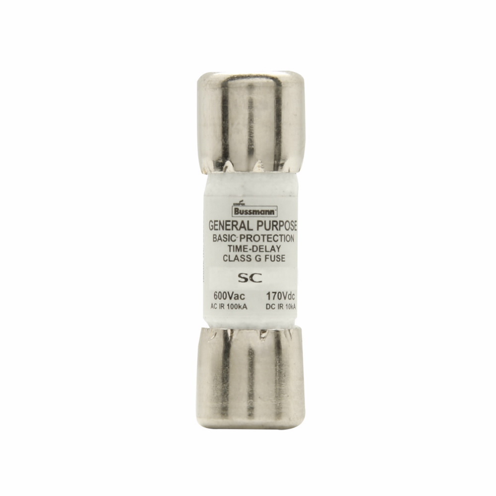 BK/SC-15 Time Delay Fuse, 15 A, 600 V AC/170 V DC, 10/100 kA Interrupt, G Class