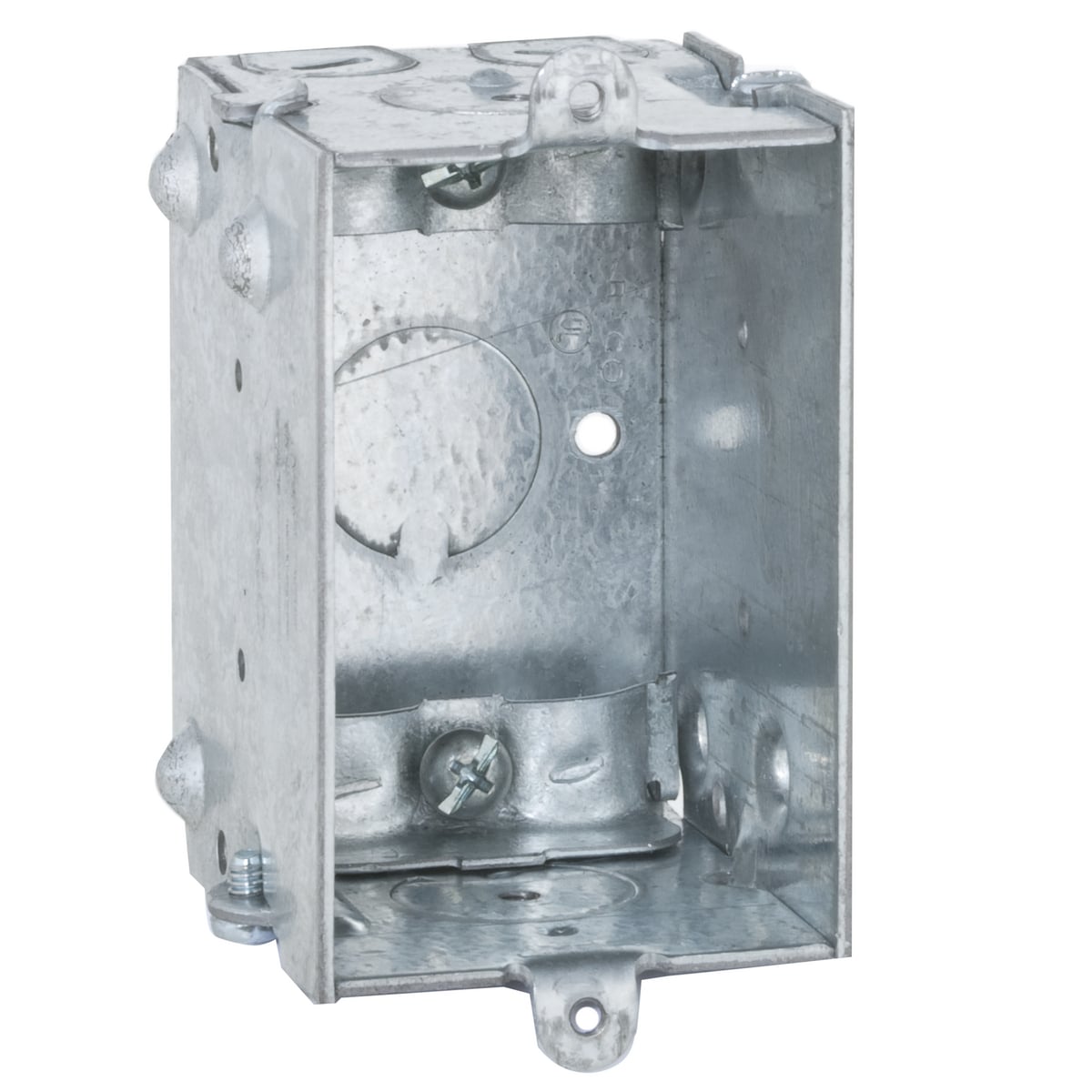 528 Gangable Switch Box, Steel, 12.5 cu-in Capacity, 1 Gangs, 1 Outlets, 7 Knockouts, 2 in H x 3.38 in W x 2.5 in D